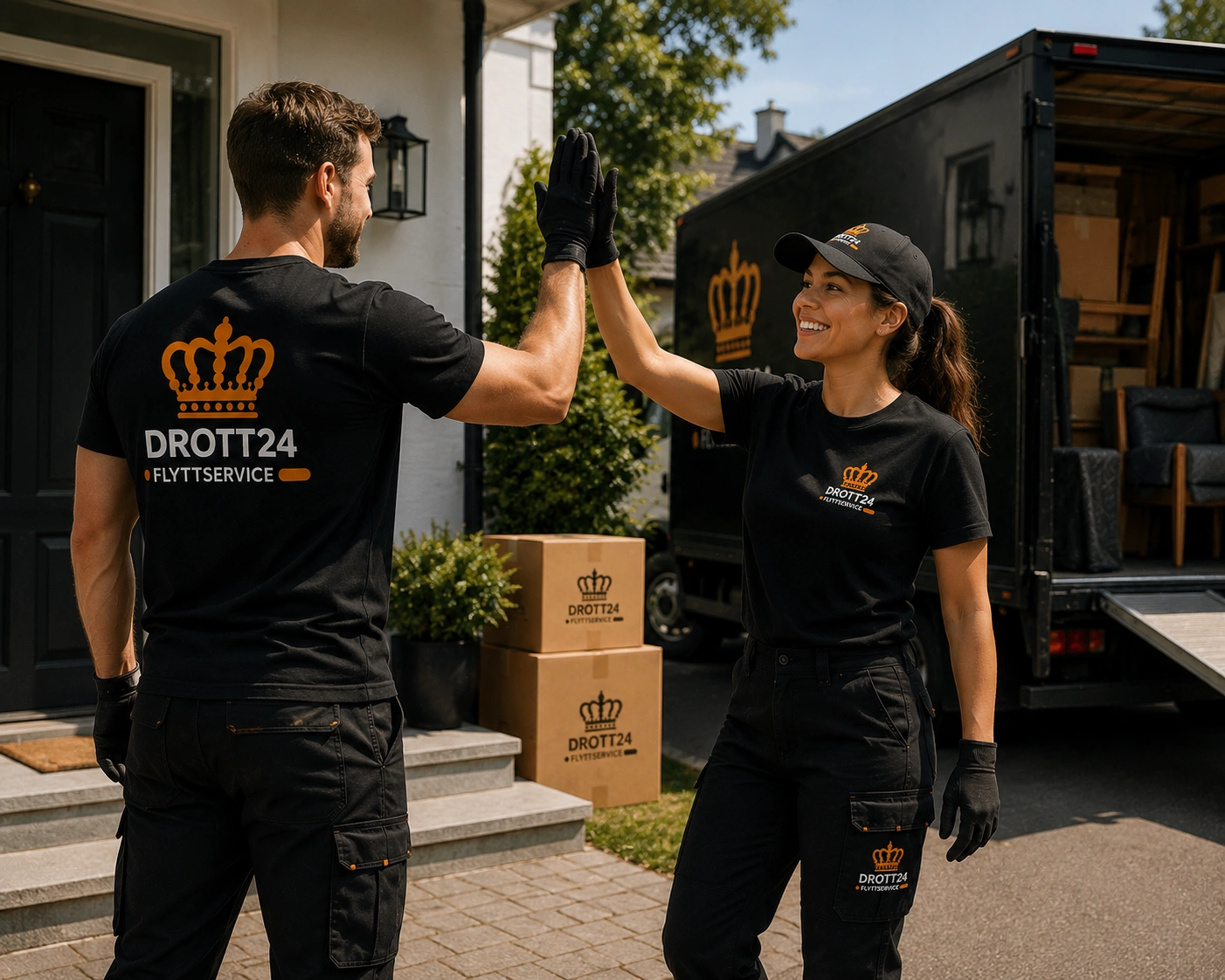 Drott24 team och kund efter lyckat uppdrag